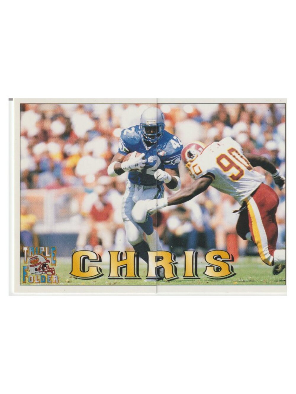 Chris Warren 1994 Pacific Trading Cards Triple Folder – Ungraded – Seahawks